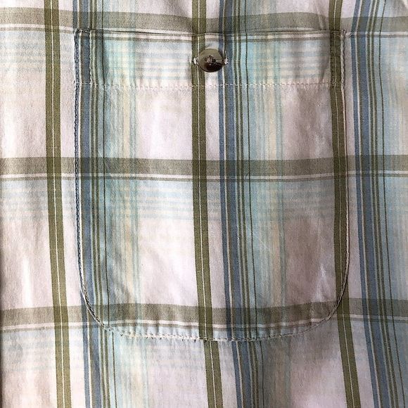 Cowboy Hardware Plaid White Green Short Sleeve Shirt sz M - Picture 4 of 12